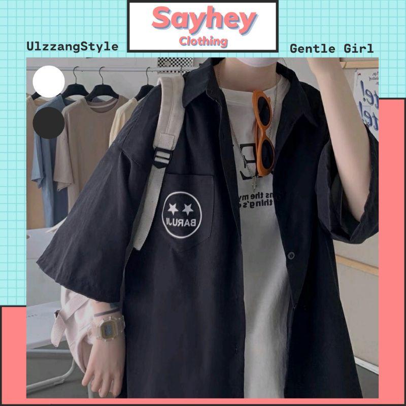 Áo khoác áo sơ mi tay lỡ Ulzzang Kaki unisex form rộng oversize