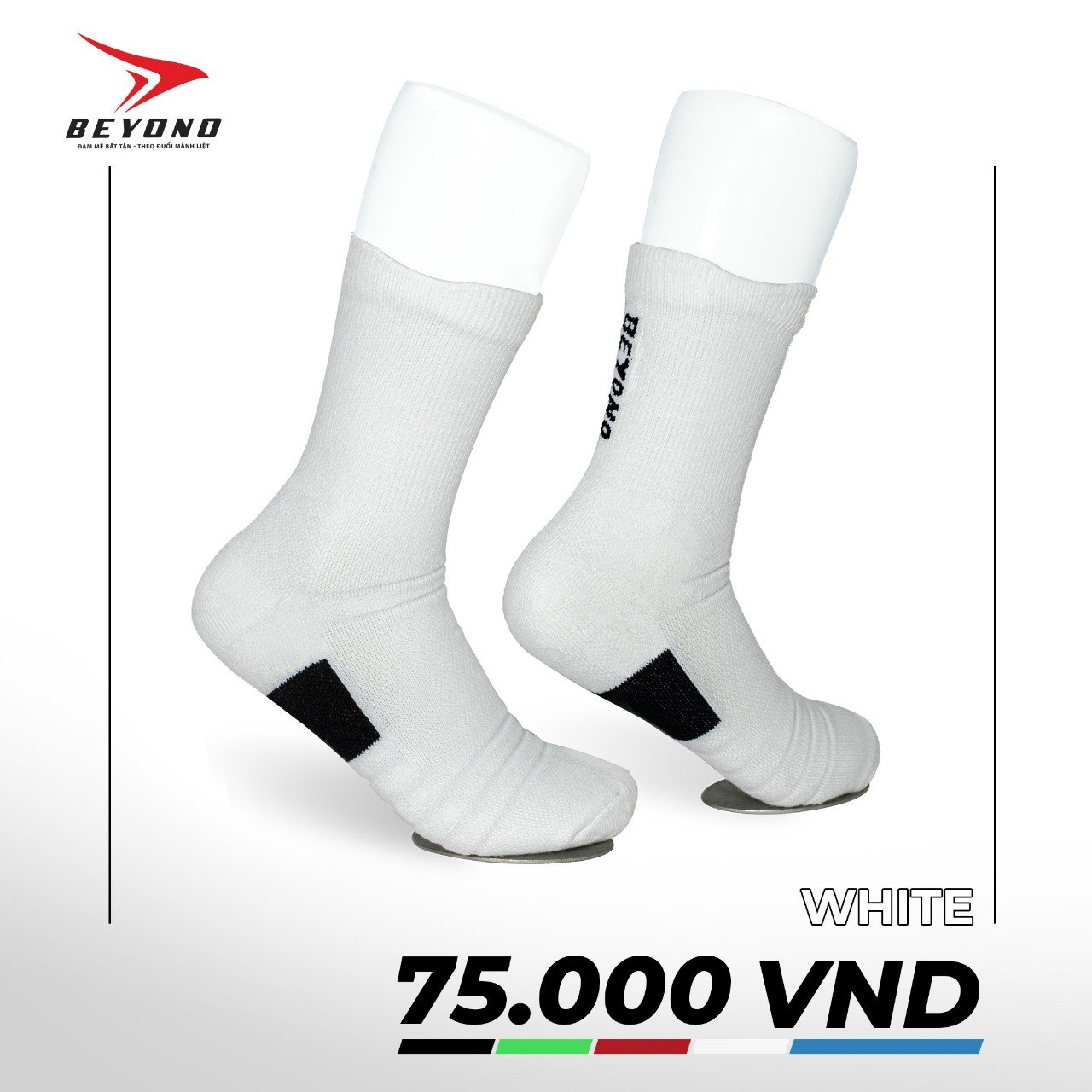 Tất bóng chuyền Beyono cao cấp - Chất liệu cotton co dãn 4 chiều - chống hôi chân