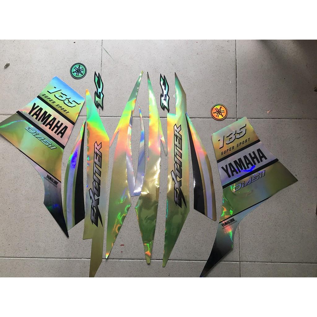 Tem exciter 135 vàng gold Yamaha crom