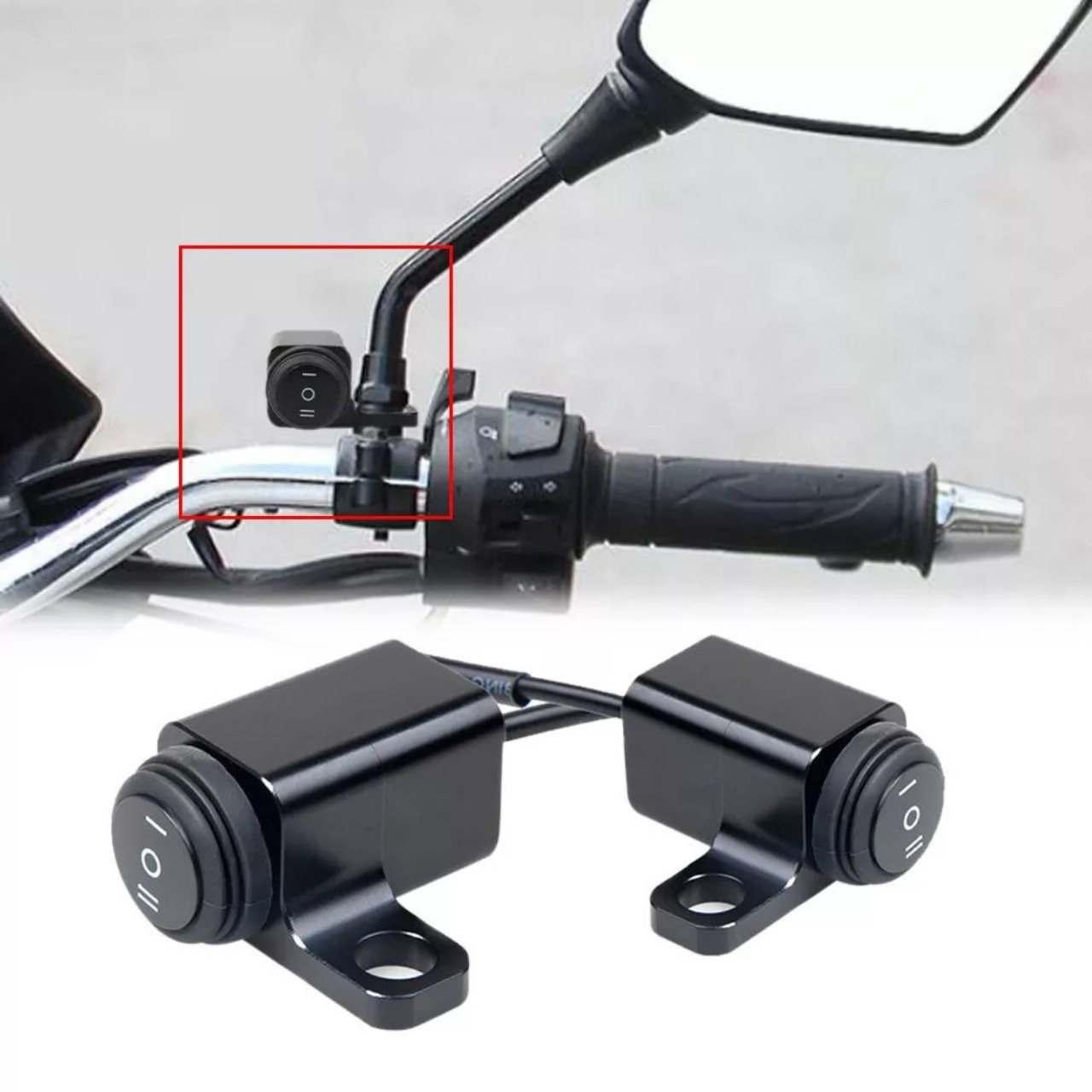 Công tắc đèn trợ sáng gắn chân gương 3 chế độ cốt pha vỏ hợp kim chống nước hàng cao câp lắp các xe