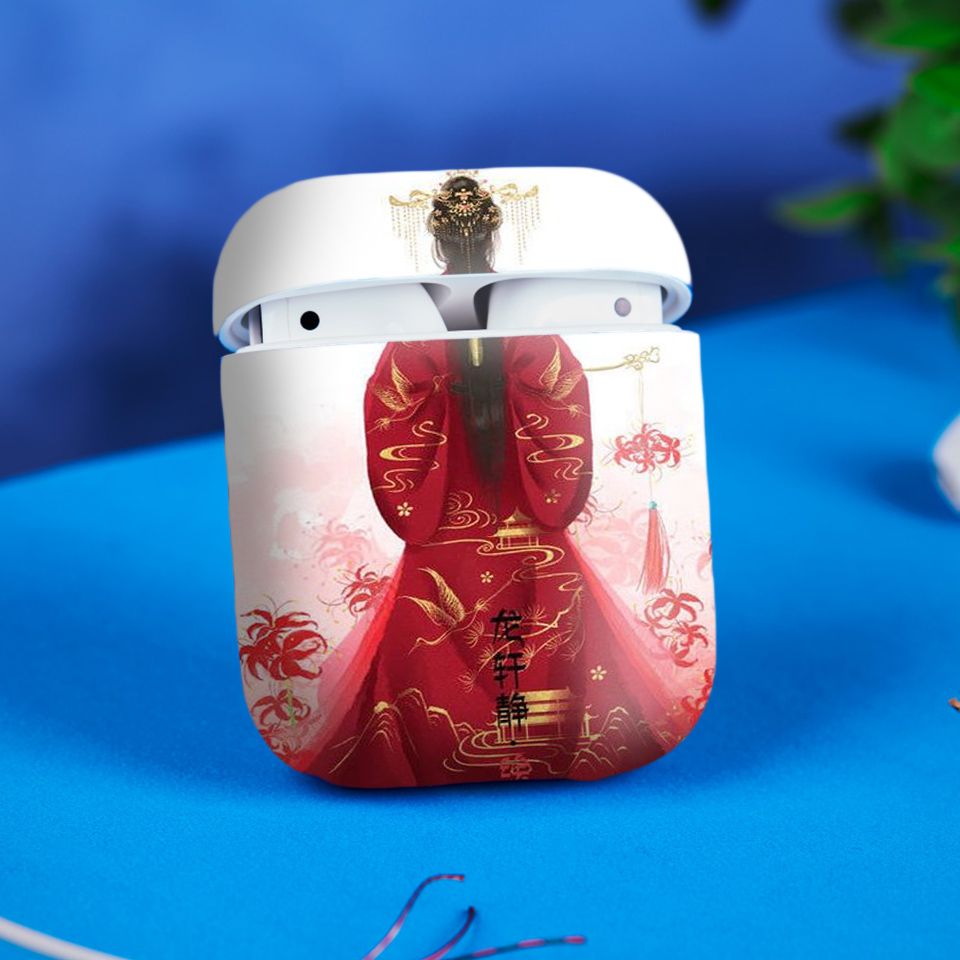 Miếng dán skin chống bẩn cho tai nghe AirPods in hình Bỉ ngạn hoa - acp031 (bản không dây 1 và 2