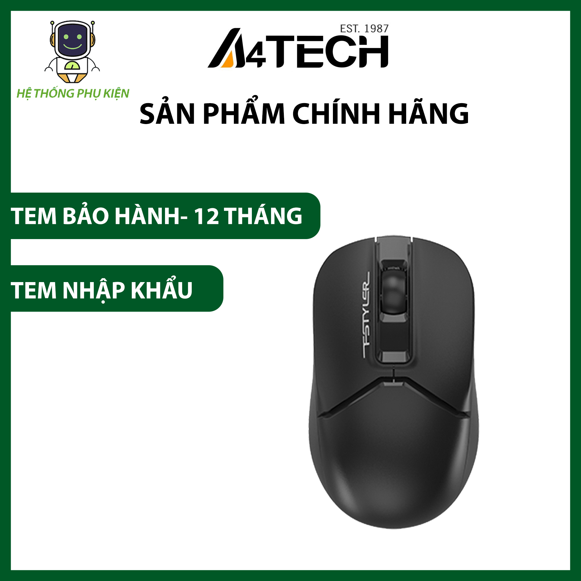 Chuột quang không dây 2.4Ghz &amp; Bluetooth A4TECH FB12 Hàng Chính Hãng