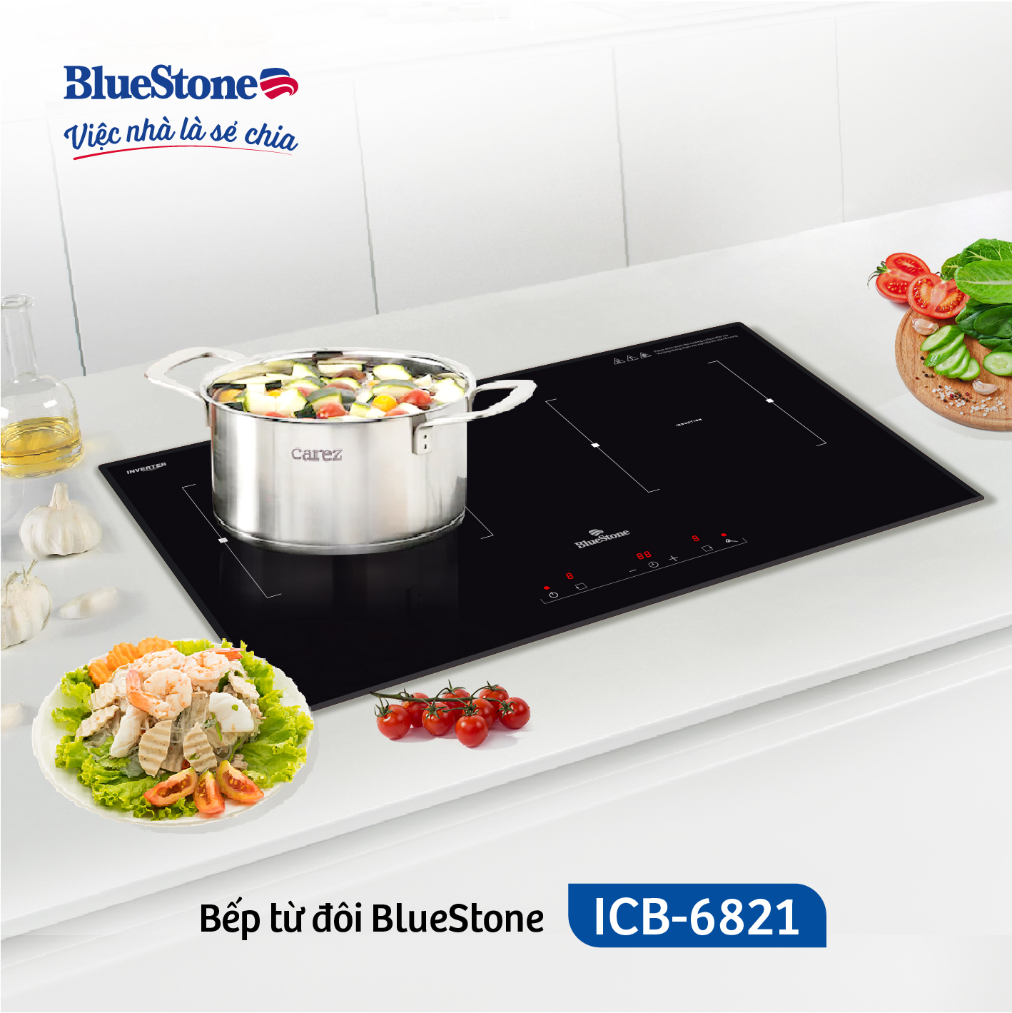 Bếp âm từ đôi BlueStone ICB-6821 (4000W) - Hàng chính hãng