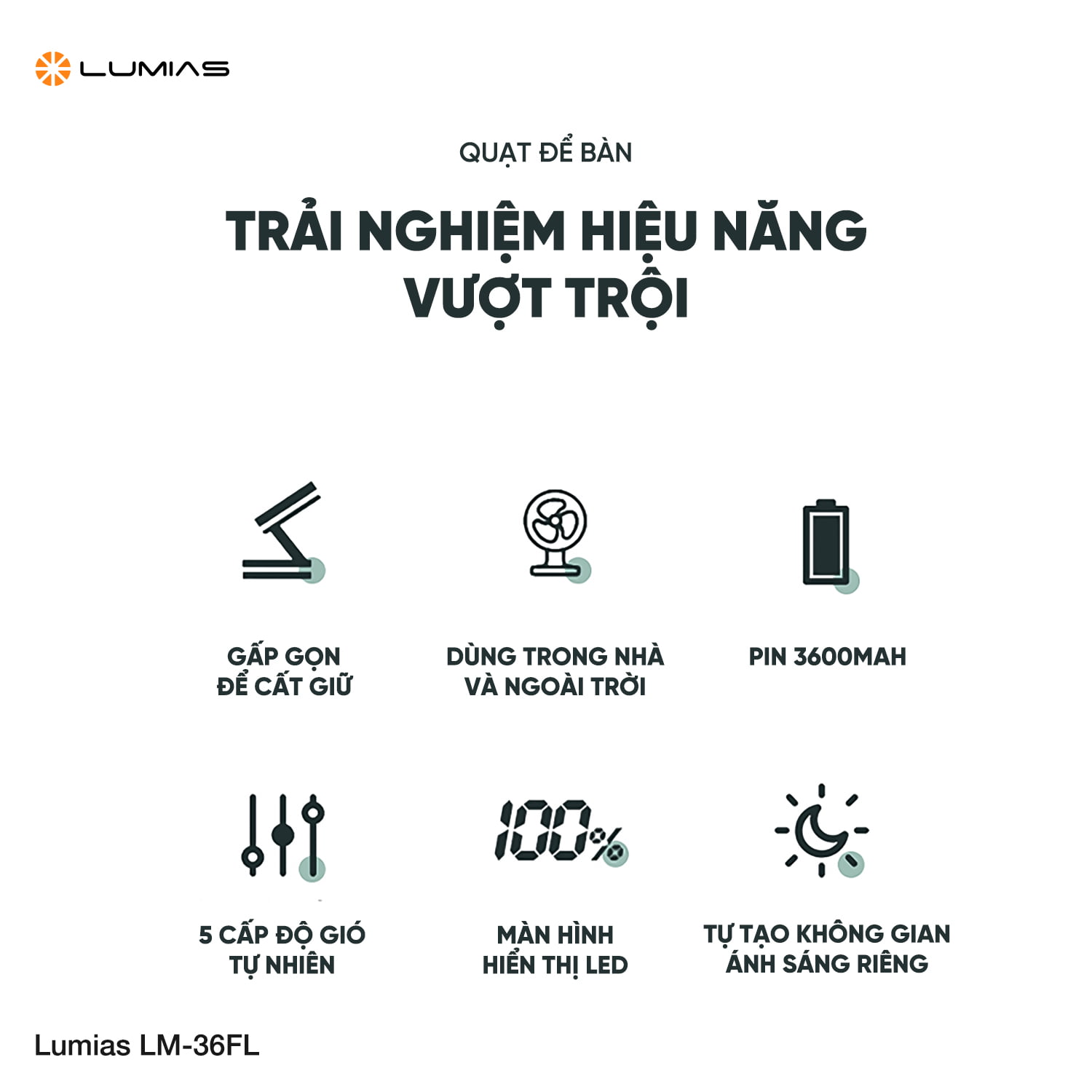 Quạt để bàn Lumias LM-36FL Hàng chính hãng