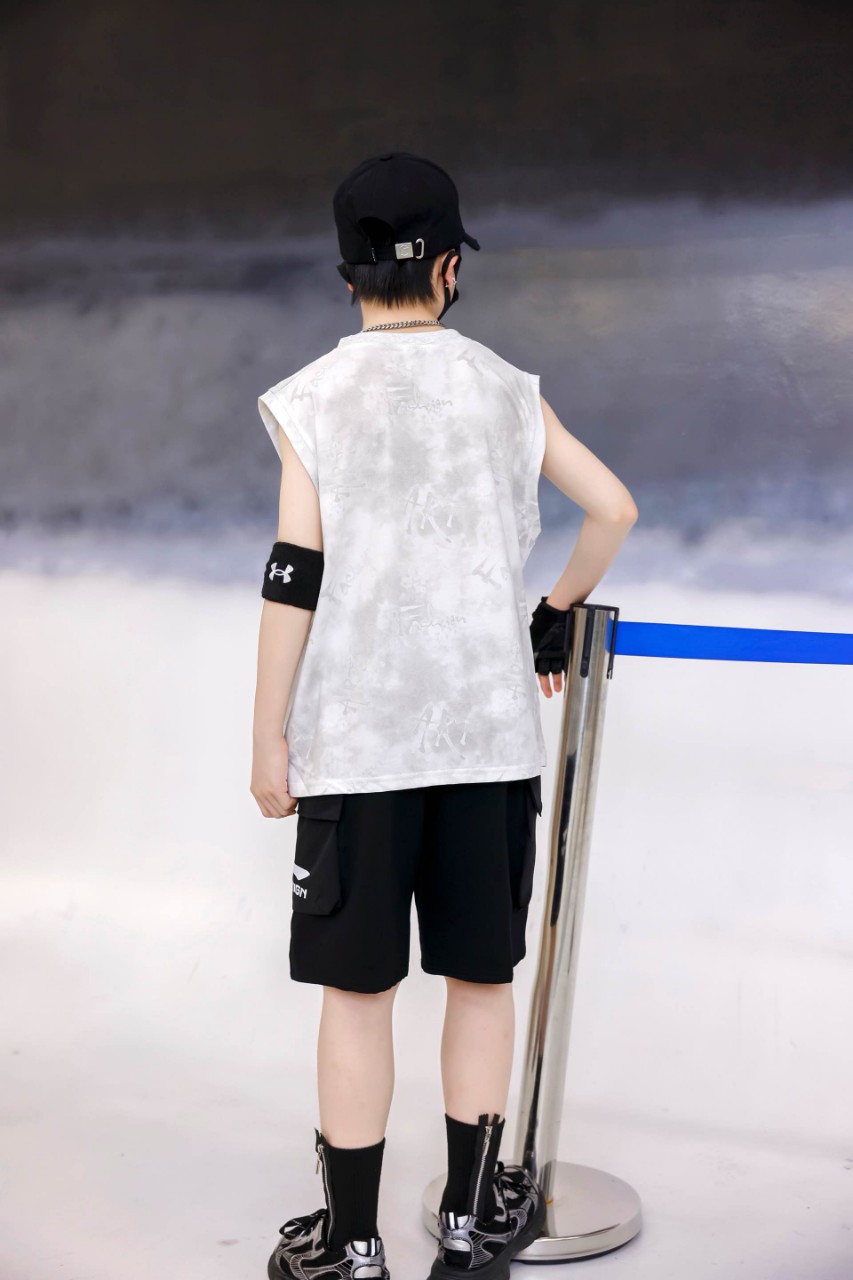 Bộ sát nách bé trai size đại 5-12 tuổi in chữ LI-NING vải co giãn thấm hút mồ hôi kiểu dáng thời trang