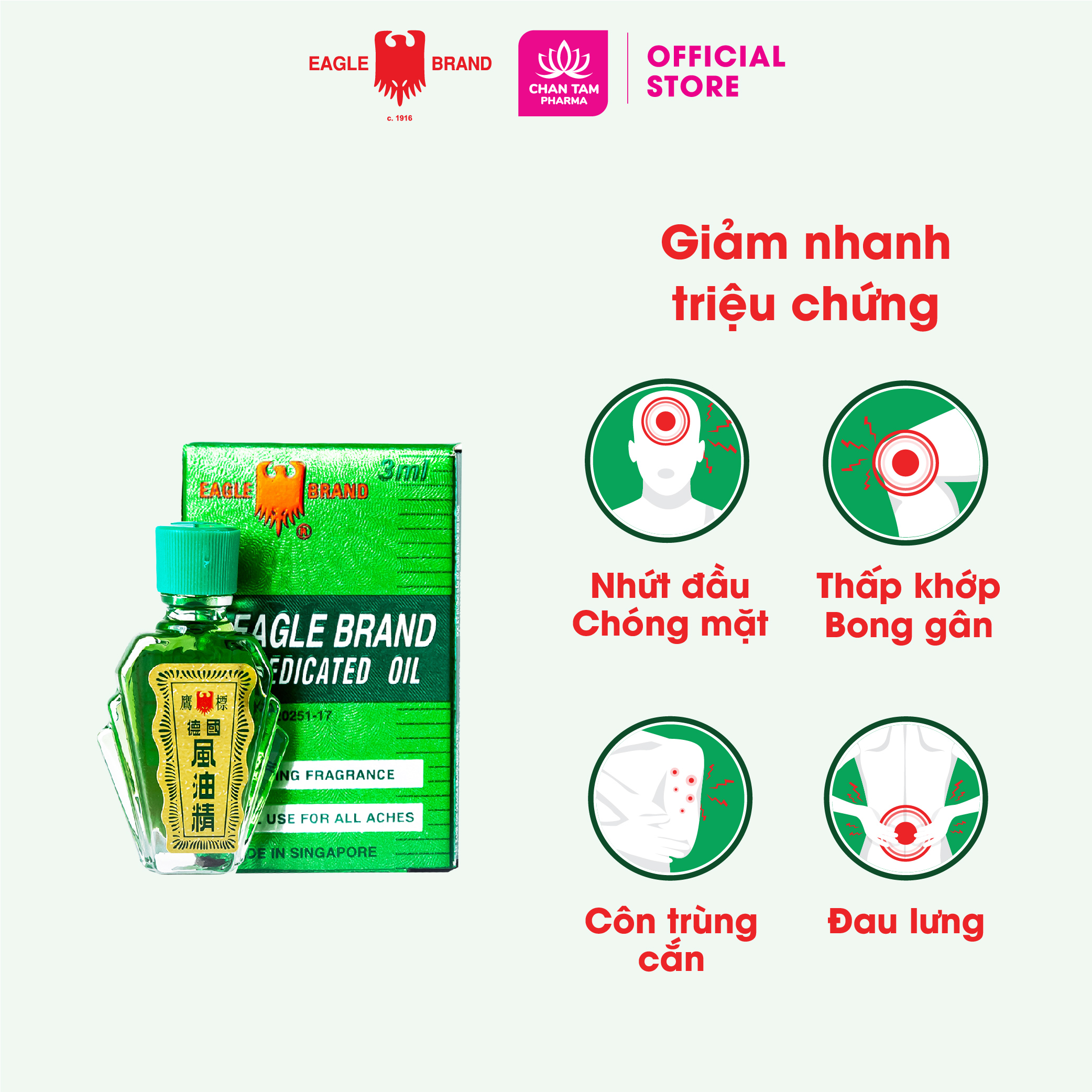 Dầu Gió Xanh Con Ó Eagle Brand 3ML