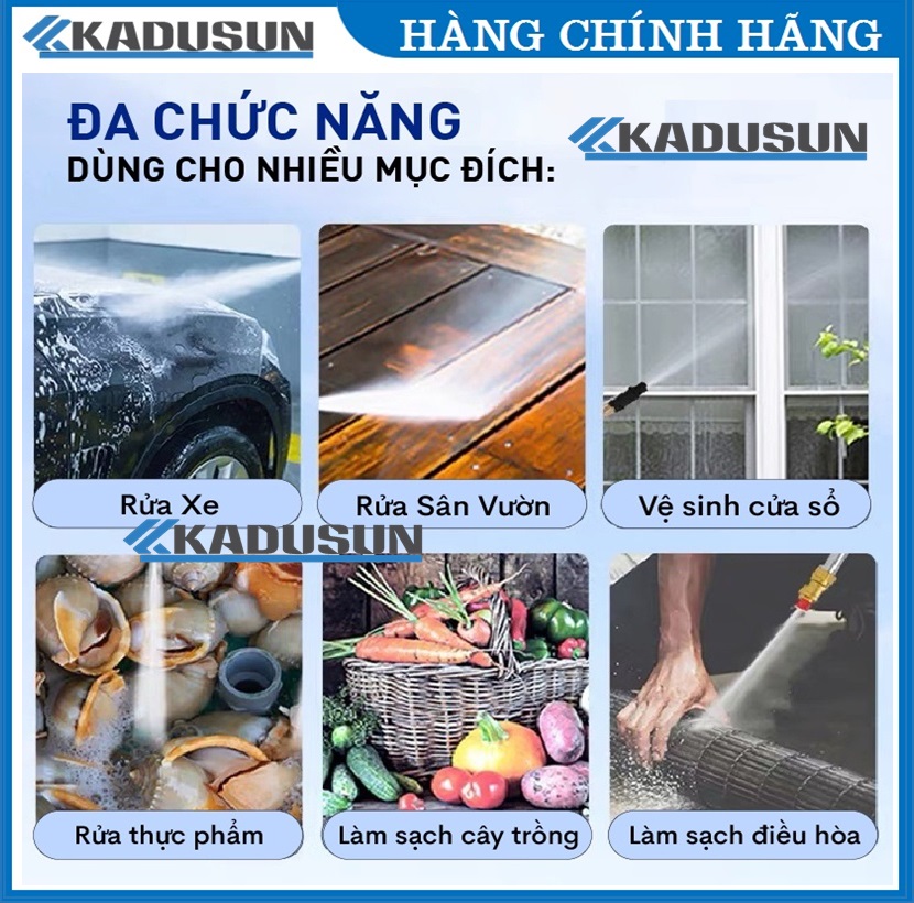 Máy rửa xe máy phun xịt rửa áp lực cao mô tơ cảm ứng từ lõi đồng điều chỉnh áp lực nước tự hút nước thông minh Hàng chính hãng Kadusun [K3-PXR9 K5-PXR9