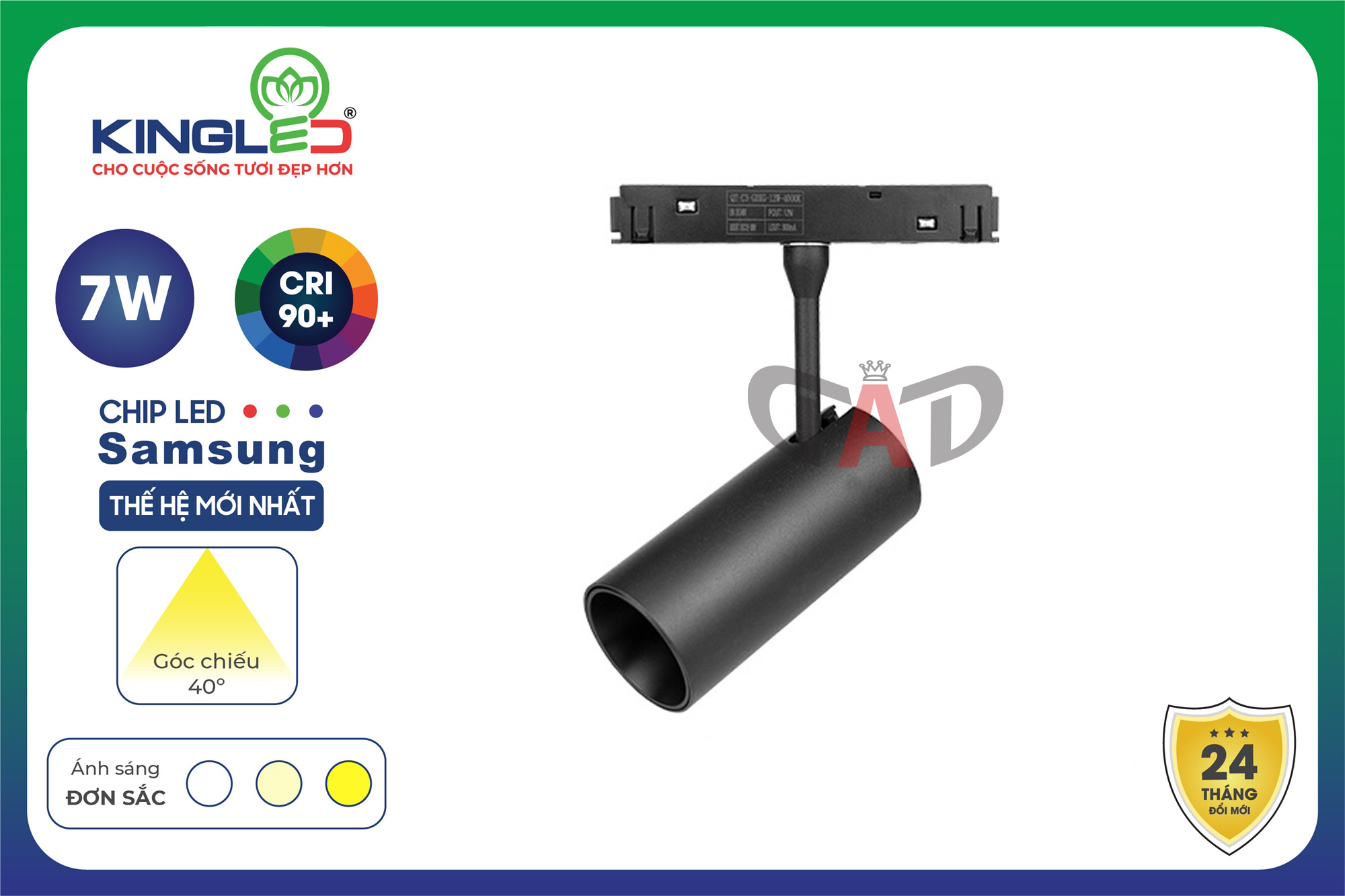 Đèn Rọi Ray Nam Châm 7W & 10W Vỏ Đen KINGLED