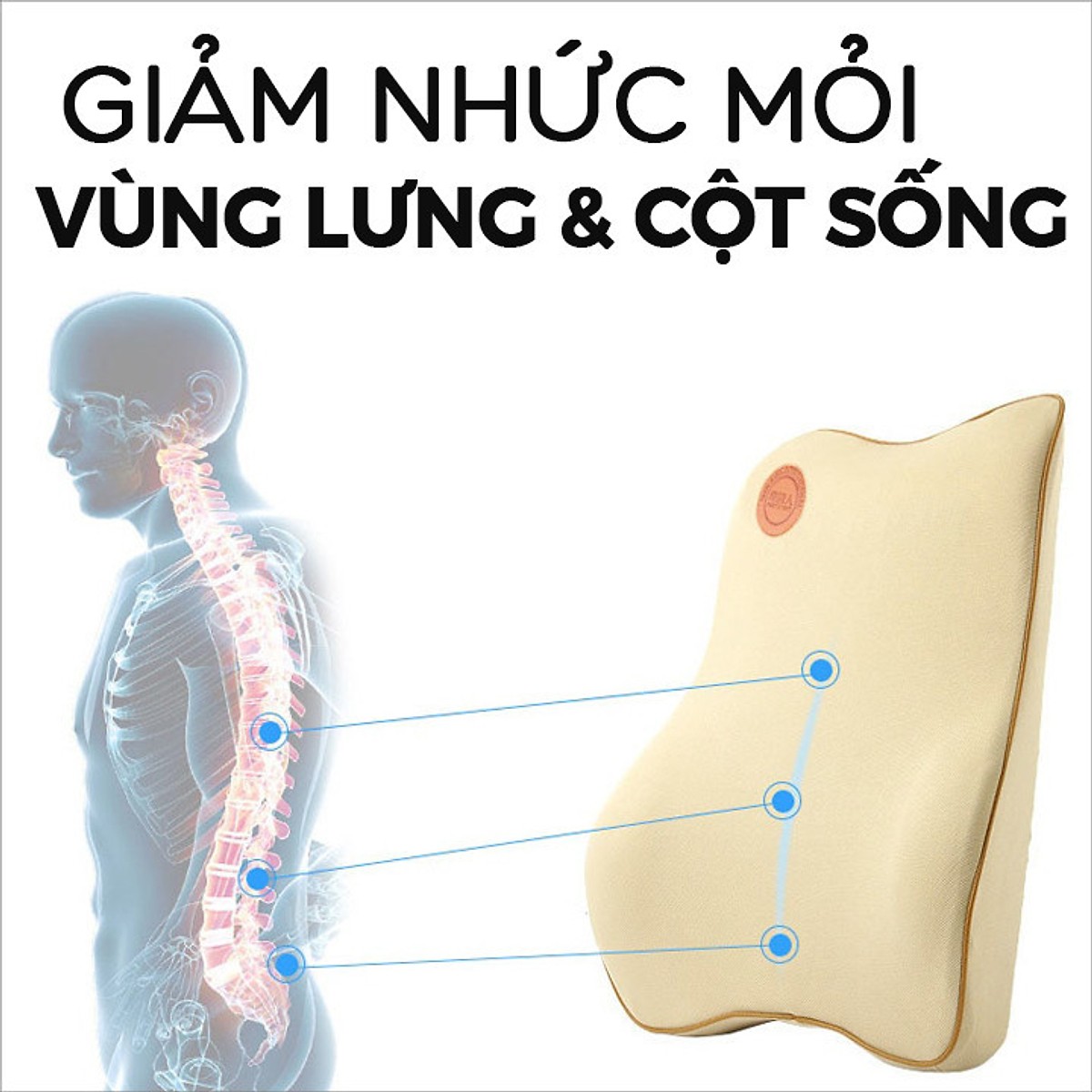 Bộ gối tựa đầu và lưng ô tô cao su non cao cấp