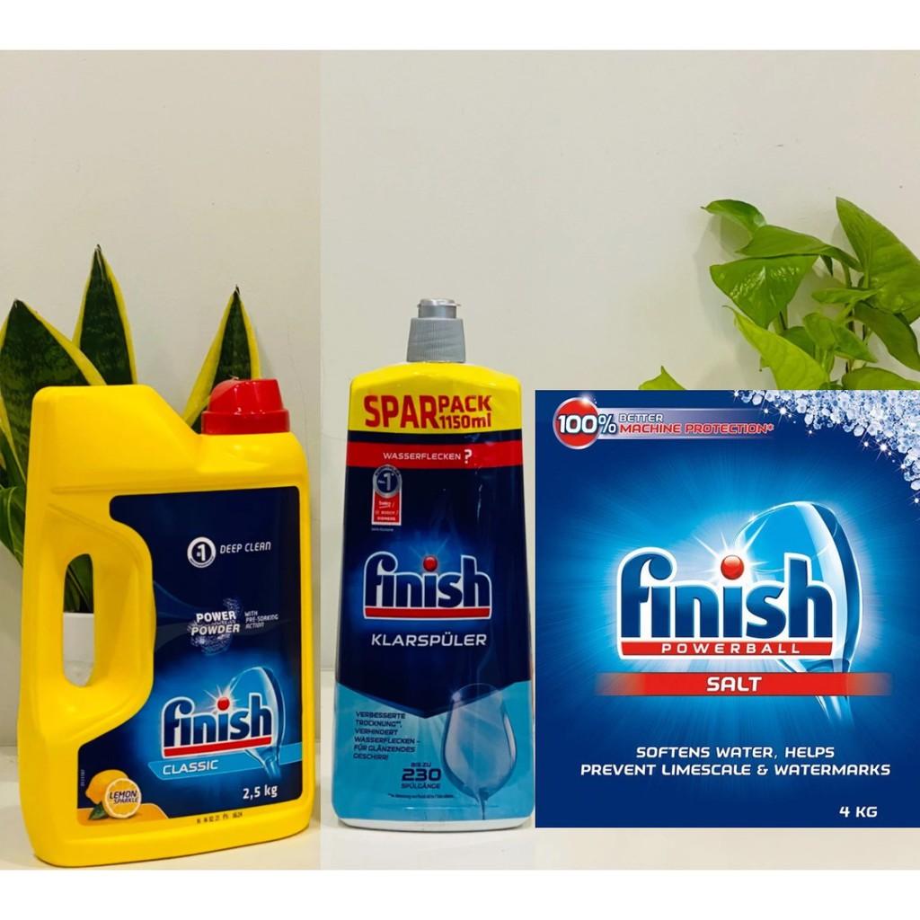 Combo Muối Finsih 4kg+Bột Finish 2.5kg+Bóng Finish 1150ml chuyên dùng cho Máy rửa bát