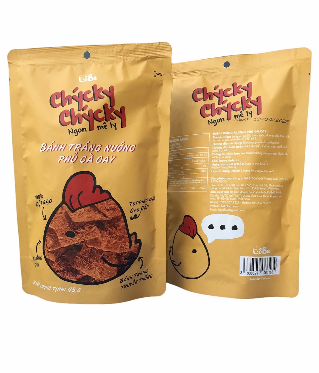 Snack Bánh Tráng Nướng Phủ Gà Cay Chycky Chycky Cô Ba 45g đồ ăn vặt,mồi nhậu ngon,giá rẻ cho dân văn phòng