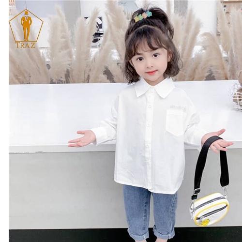 Áo sơ mi TRAZ trắng tinh khiết sang trọng cho bé trai và gái 9-45kg