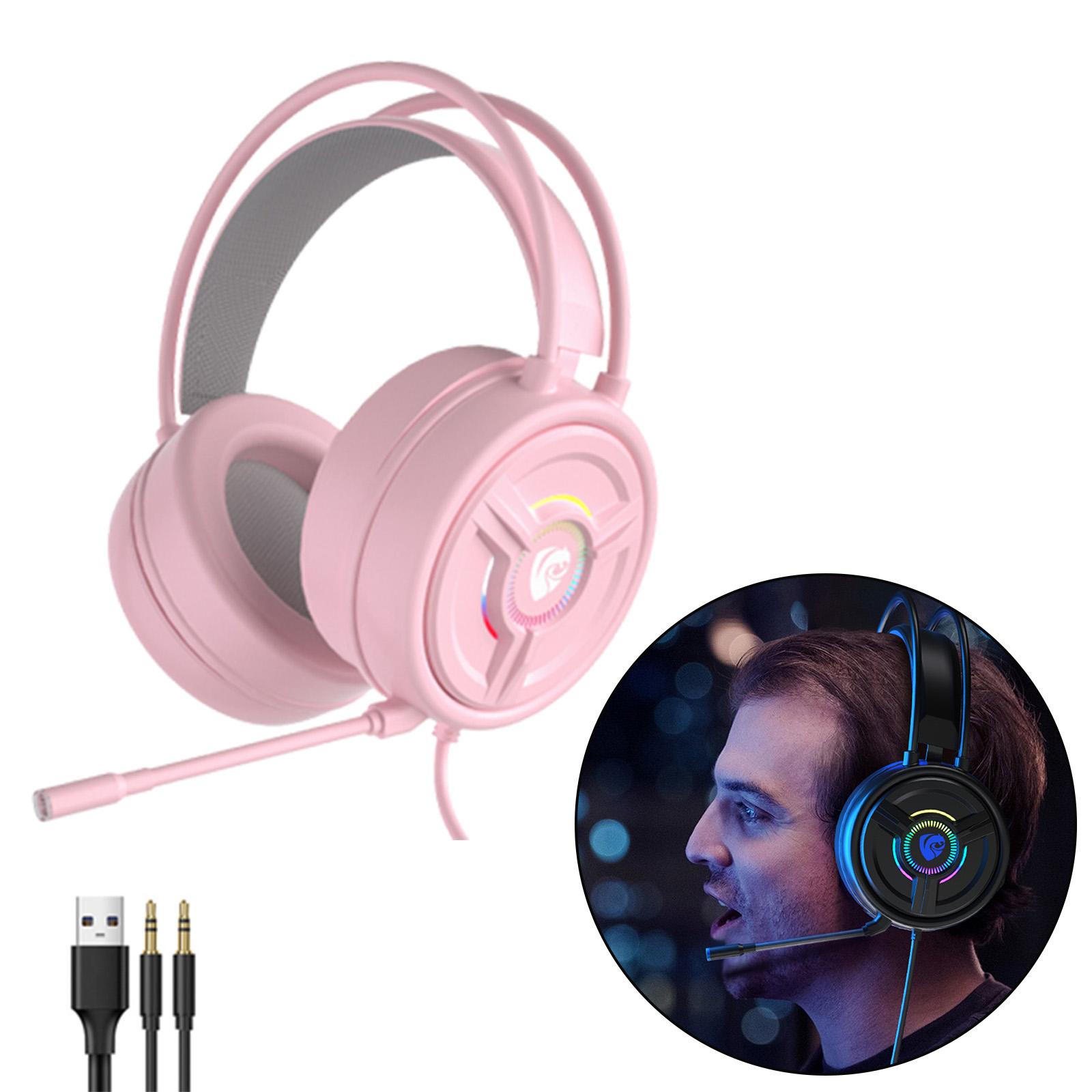 3.5mm Gaming Headset w/LED Light, Stereo Surround Sound, PSH-200 Gaming Headphones with Noise Cancelling Mic for PC Laptop