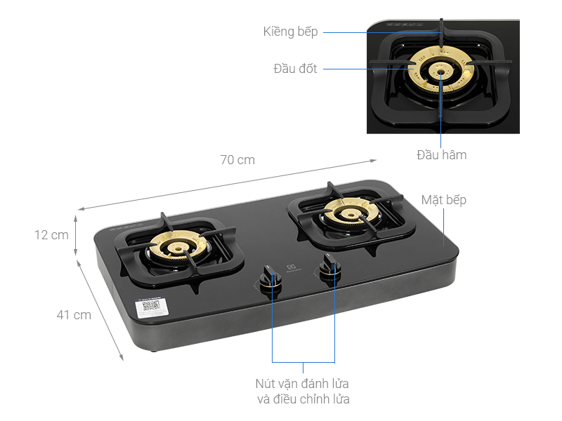 Bếp gas Electrolux ETG7286GKR - Hàng chính hãng (Chỉ Giao HCM)