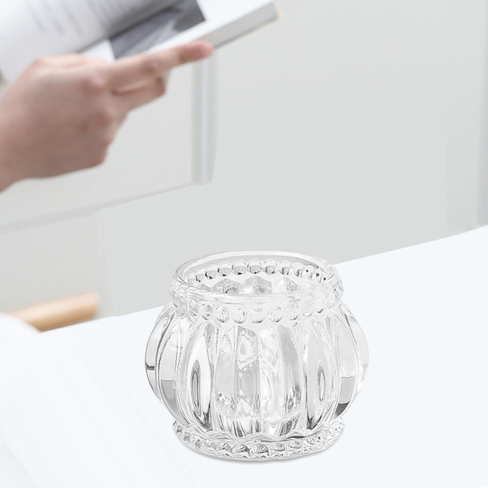Nordic Transparent Glass Candle Holders, Round Bowl Decorative Candlestick For Coffee Shop