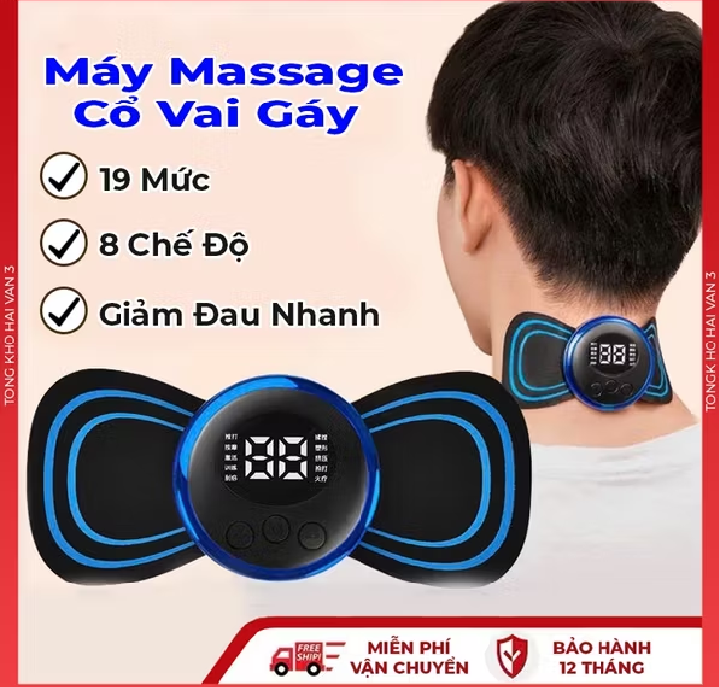 Máy massage xung điện mini 8 mức độ 19 cường độ xoa bóp giảm đau mỏi