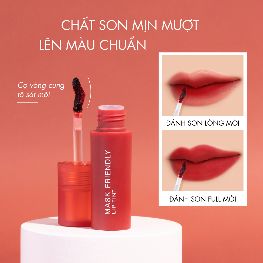 Son tint Baifern siêu lì lâu trôi, tôn da và không lem khẩu trang Baby Bright Mask Friendly Lip Tint 2.5g