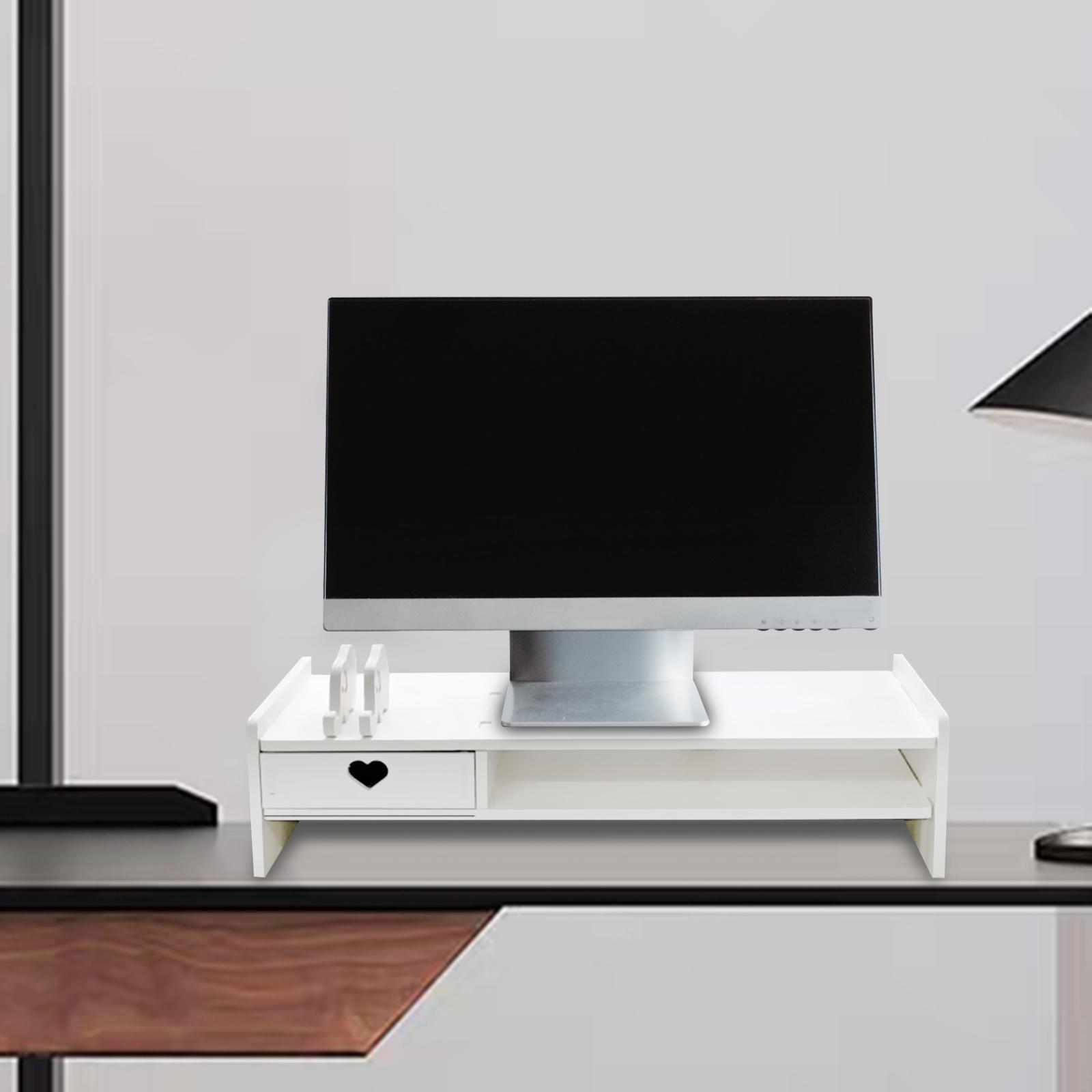 Monitor Stand Riser, Laptop Stand Computer Shelf Holder with Storage Drawer Desktop Stand Storage Organizer for PC, Printer