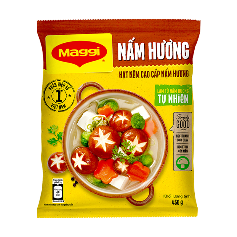 [Tặng Nước tương Maggi Thanh dịu 100ml] Hạt nêm cao cấp MAGGI Nấm Hương gói 450g