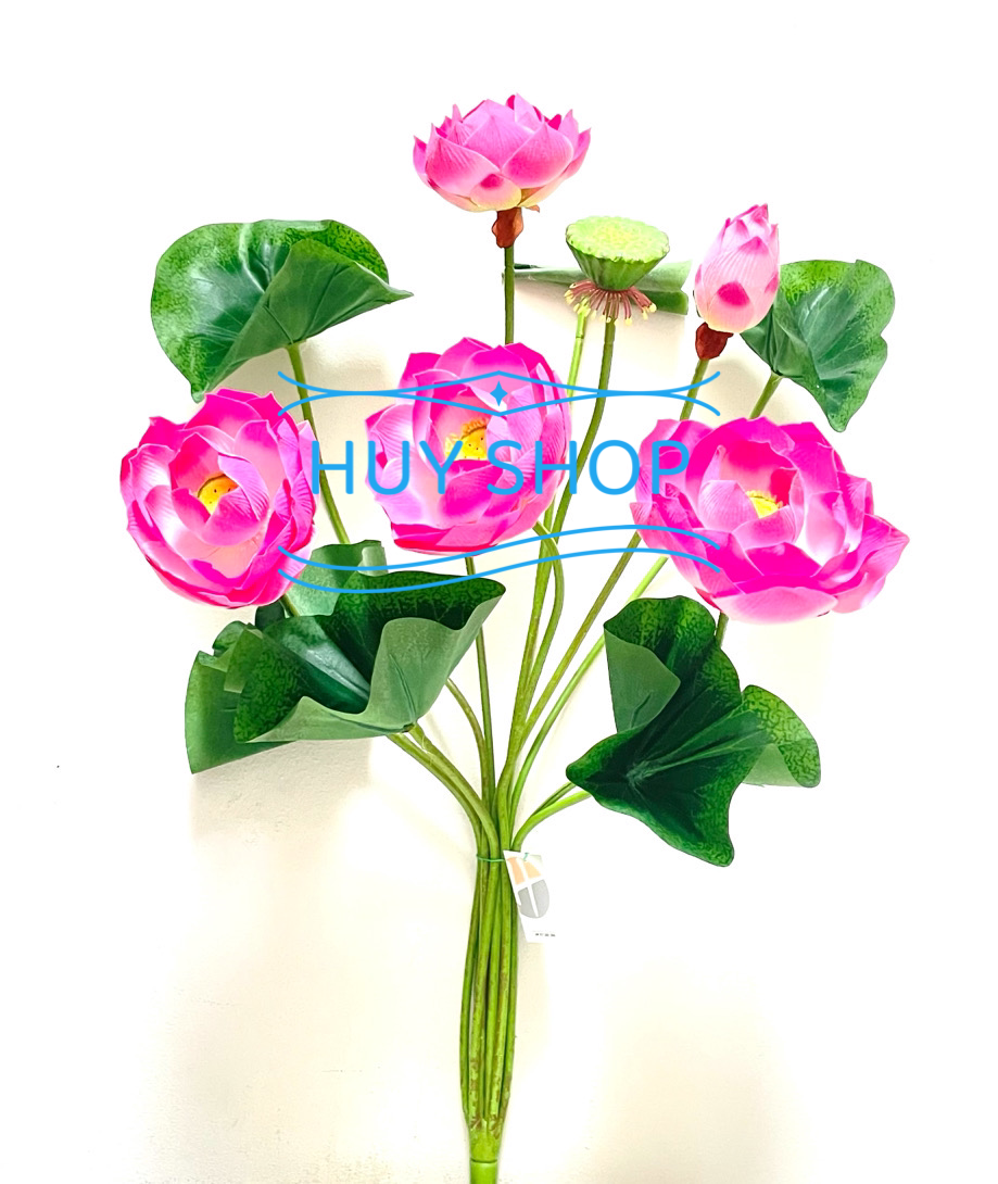 Hoa giả trang trí - Bụi Hoa SEN  vải cao cấp