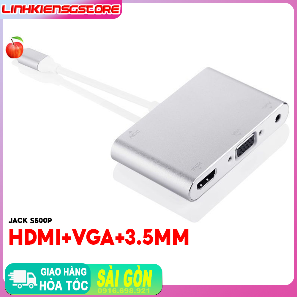 Cáp chuyển đổi to HDMI + VGA + âm thanh 3.5mm Full HD 1080P cáp hdmi cho phone kết nối tivi máy chiếu