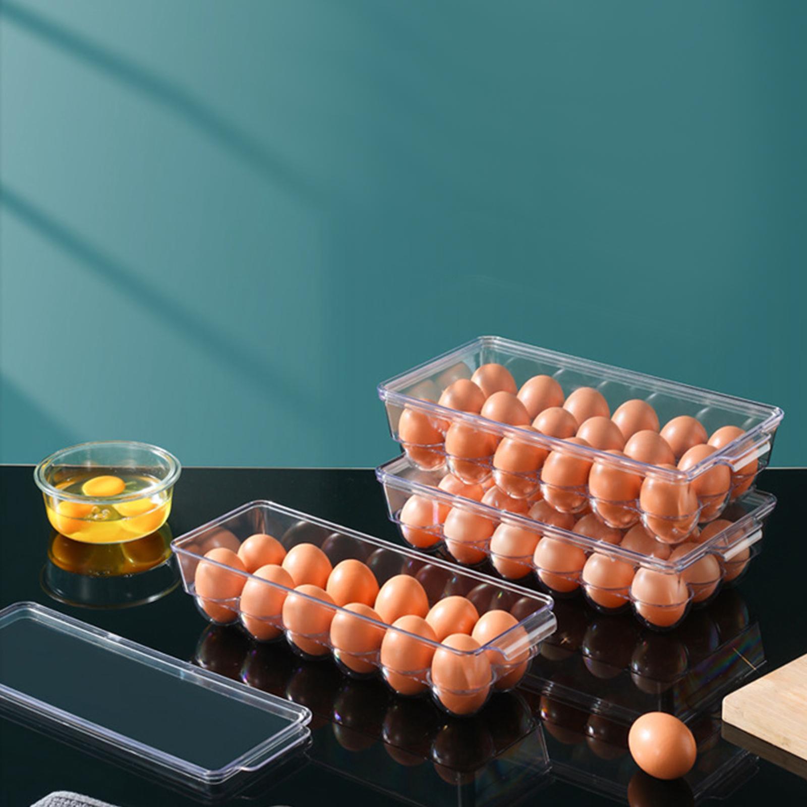 Egg Holder Tray, Egg Tray with Lid, Egg Holder Storage Tray Transparent Save Space Refrigerator Egg Organizer, Eggs Container, for Kitchen