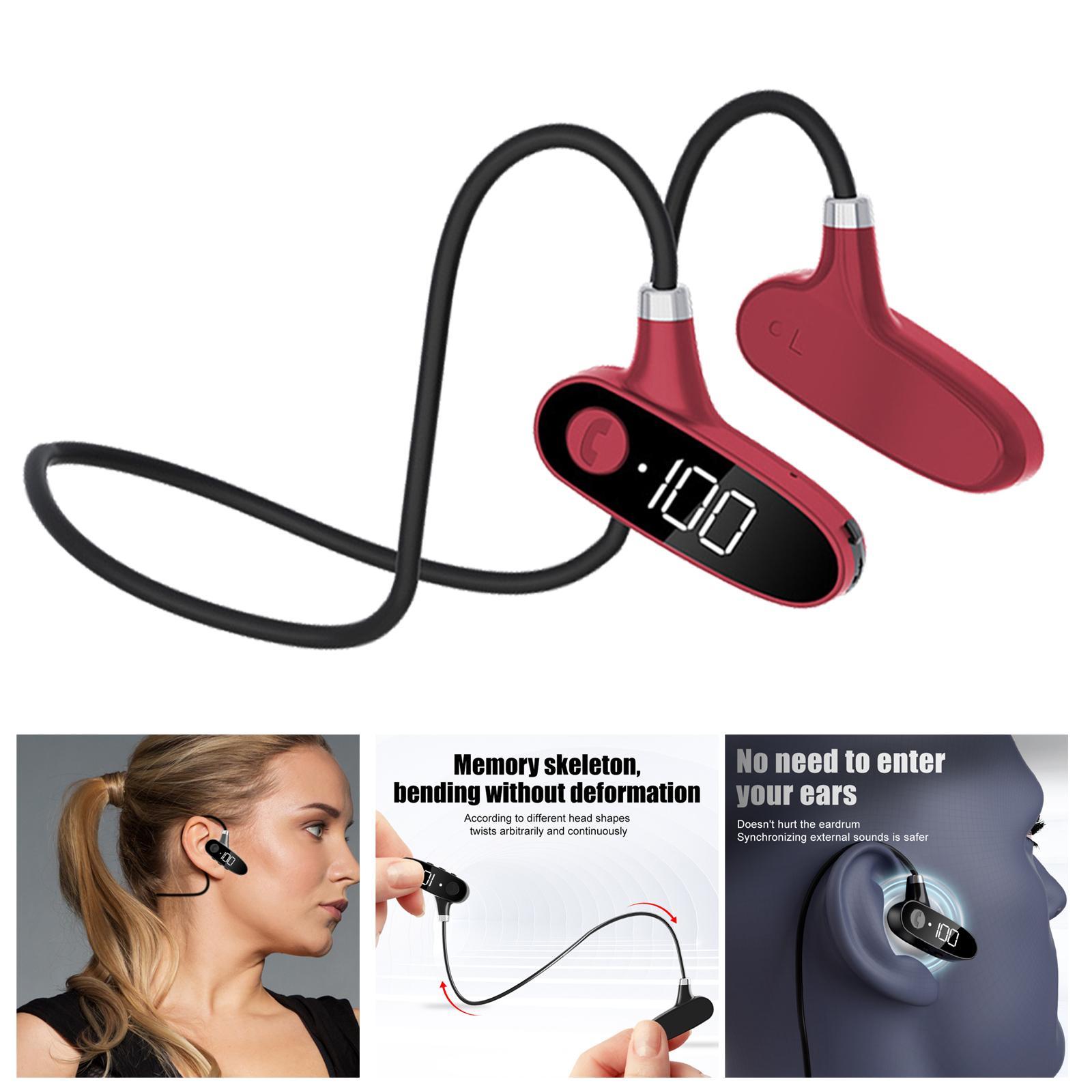 2x Bone Conduction Bluetooth 5.2 Headphones Headsets 10H red