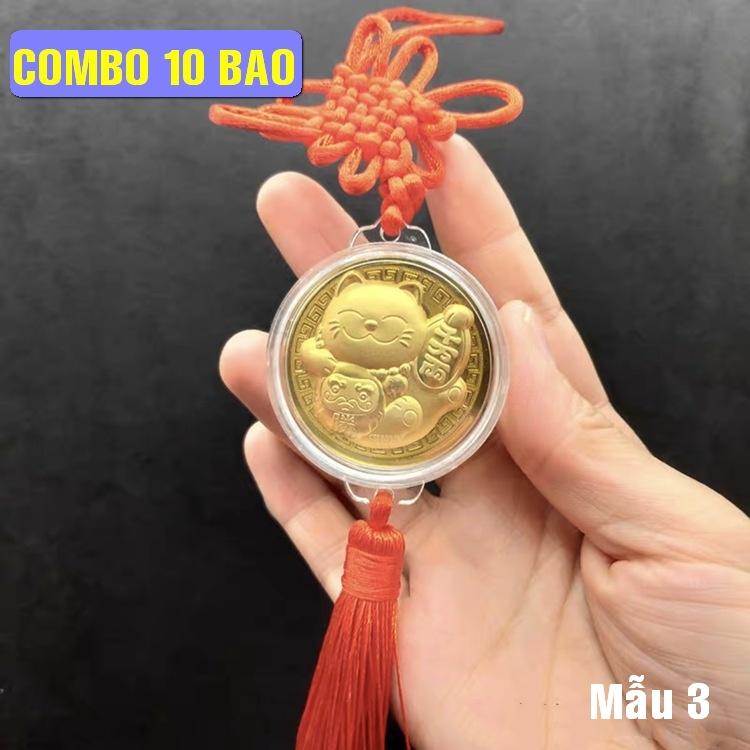 Trọn bộ 10 dây treo đồng xu con Mèo với thiết kế độc đáo, quà tặng, lì xì 2023 - Quý Mão - mãu 3