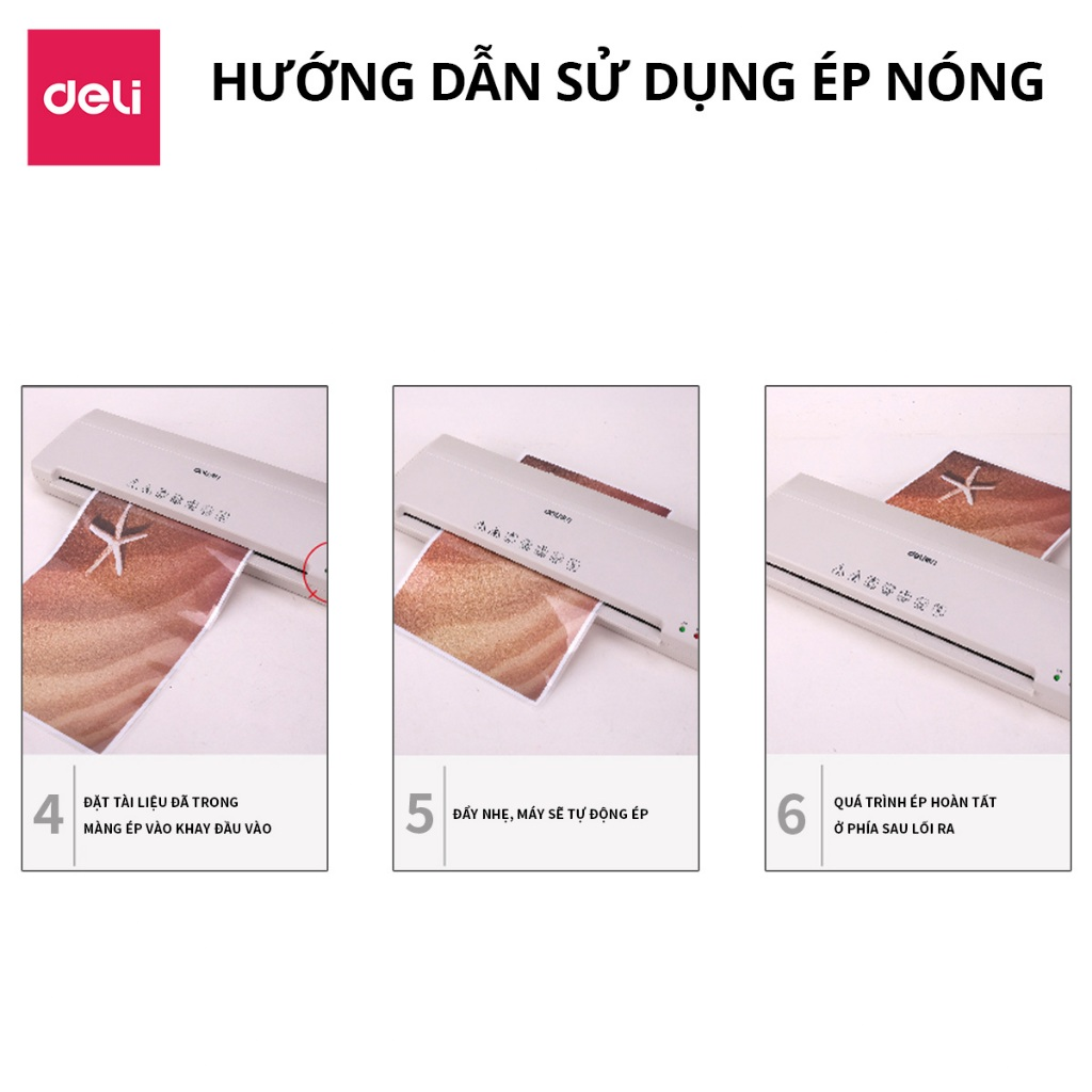Máy Ép Plastic Khổ A3 DELI 3899 Máy Ép Nhiệt Bảo Vệ Tài Liệu Máy Cán Màng Ảnh Ép Giấy Tờ Poster