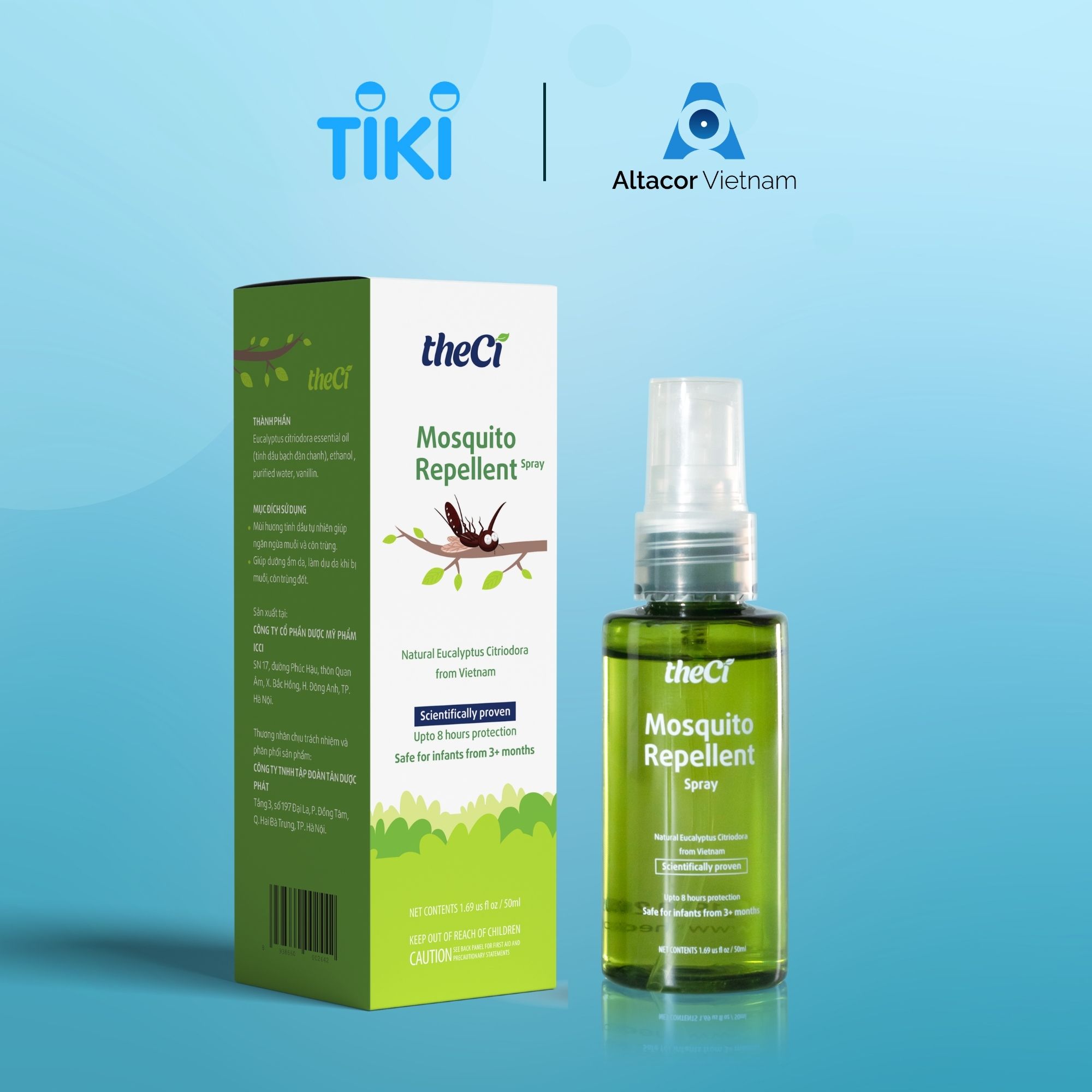 Xịt Chống Muỗi TheCi 50ml đuổi muỗi, ngăn côn trùng - An toàn cho bé & phụ nữ có thai