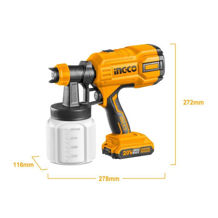 MÁY PHUN SƠN DÙNG PIN 20V (KHÔNG KÈM PIN VÀ SẠC) INGCO CSGLI2003 - HÀNG CHÍNH HÃNG