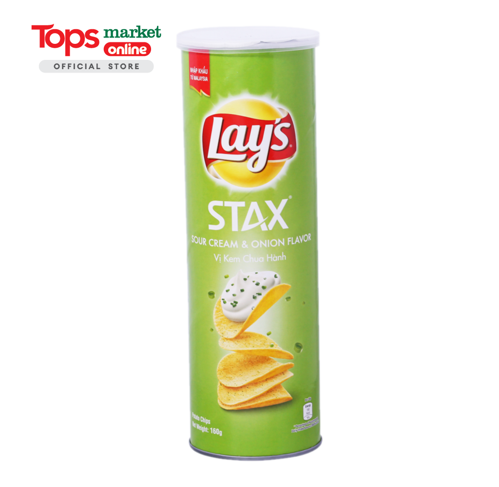 Snack Khoai Tây Lays Stax Vị Kem Chua Và Hành Tây 160G