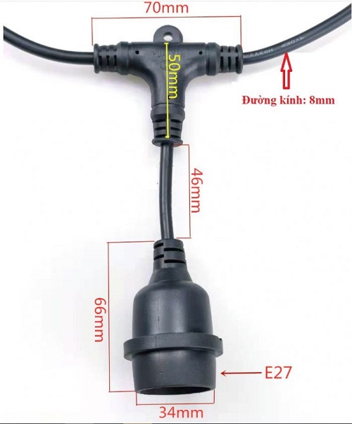 Dây đèn bóng led búp 10 mét 20 bóng 5w, đèn trang trí