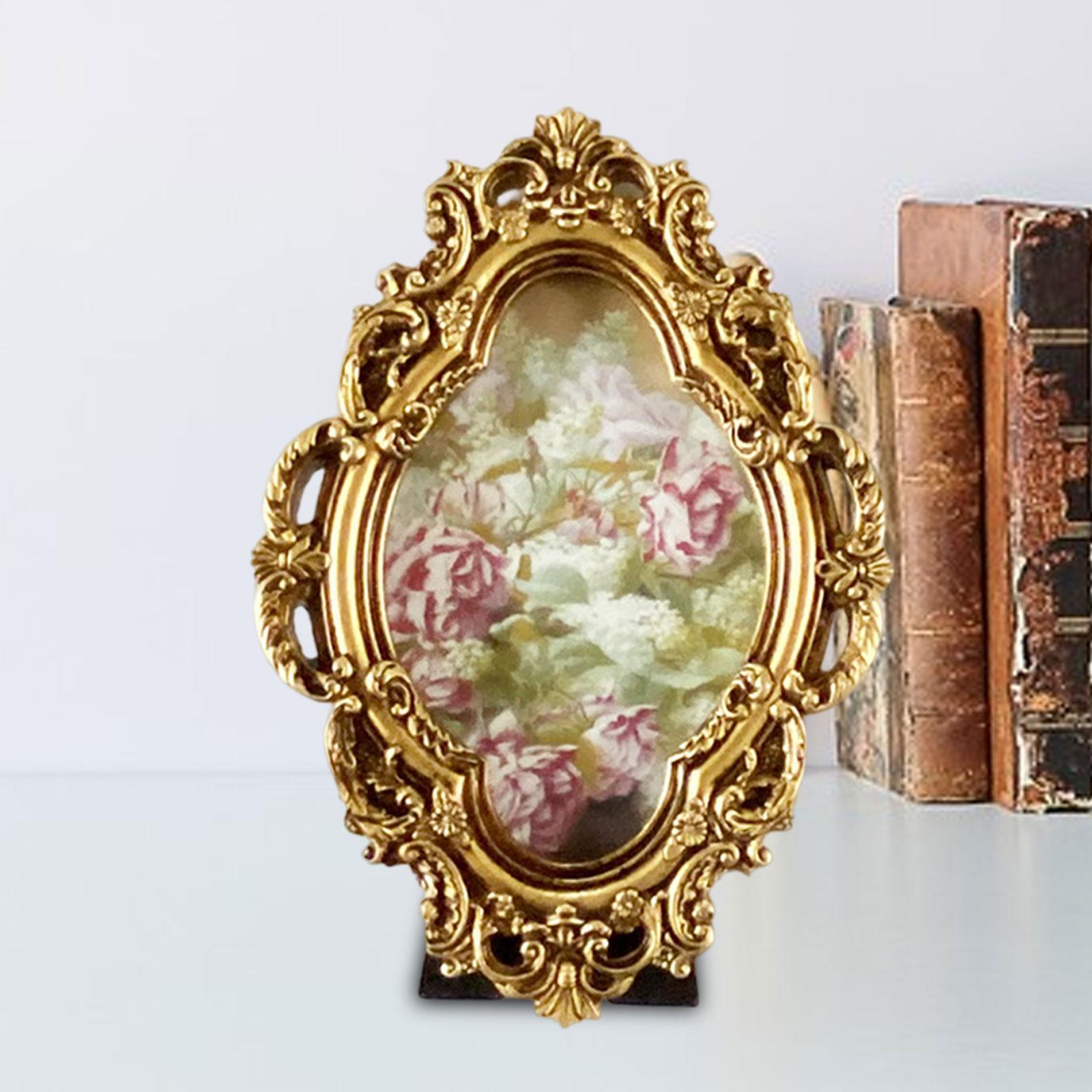 Resin Photo Frame, Small Picture Frame, Vintage Style Embossed Frame, Photo Display Frame Tabletop and Wall Hanging for Home Bedroom Decor