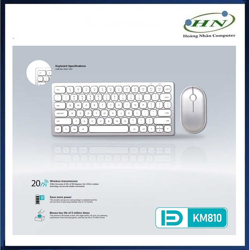 Bộ Phím Chuột Mini Không Dây FD KM810 - HN