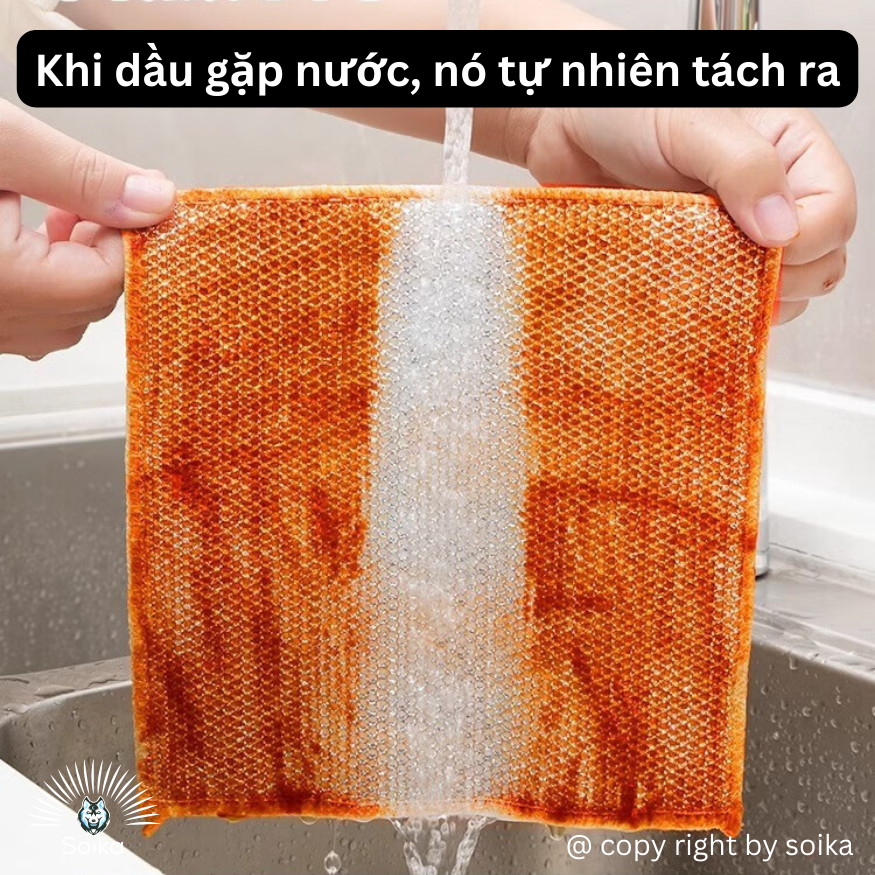 Khăn Lưới Bạc Rửa Chén, Khăn Lau Bếp Kim Loại Giẻ Rửa Bát Chén Dĩa Chất Liệu Sợi Bạc Soika SK-A02