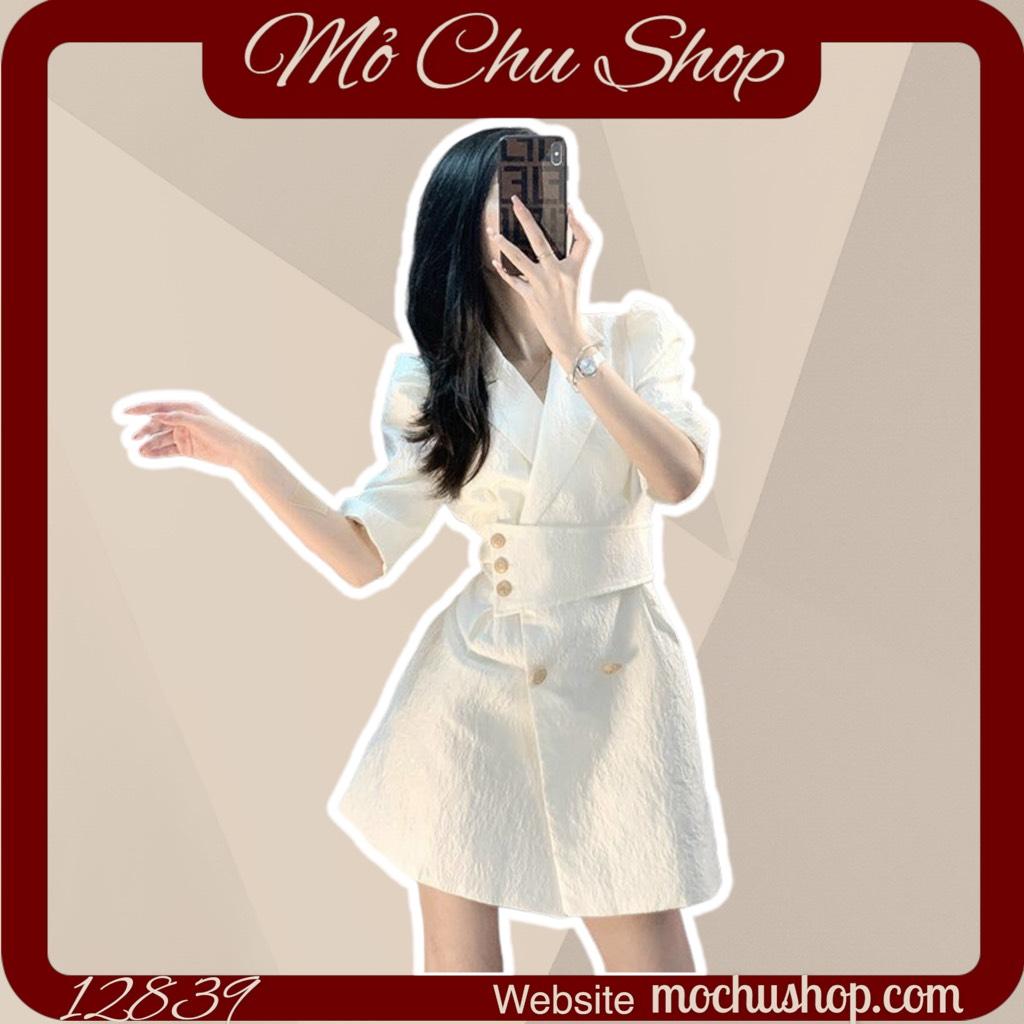ĐẦM VEST CHẤT GẤM PHỐI NÚT TAY LỞ 12837