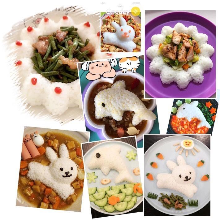 Bộ 4 khuôn ép cơm bento hình cá heo, hoa, thỏ size lớn (12-15cm) - giao ngẫu nhiên