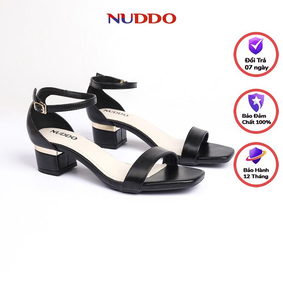 Giày sandal nữ cao gót NUDDO gót vuông 3 phân bít hậu kiểu dáng thời trang