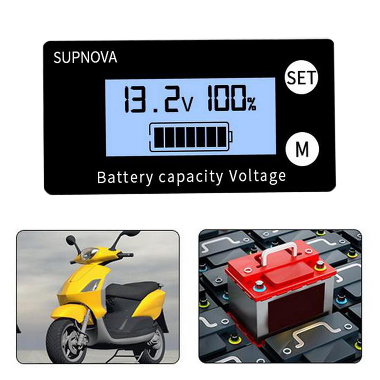LCD Battery Capacity Monitor Gauge Meter,DC 8V-100V Lead Battery Status Indicator,Lithium Battery Capacity Tester Voltage Meter Monitor