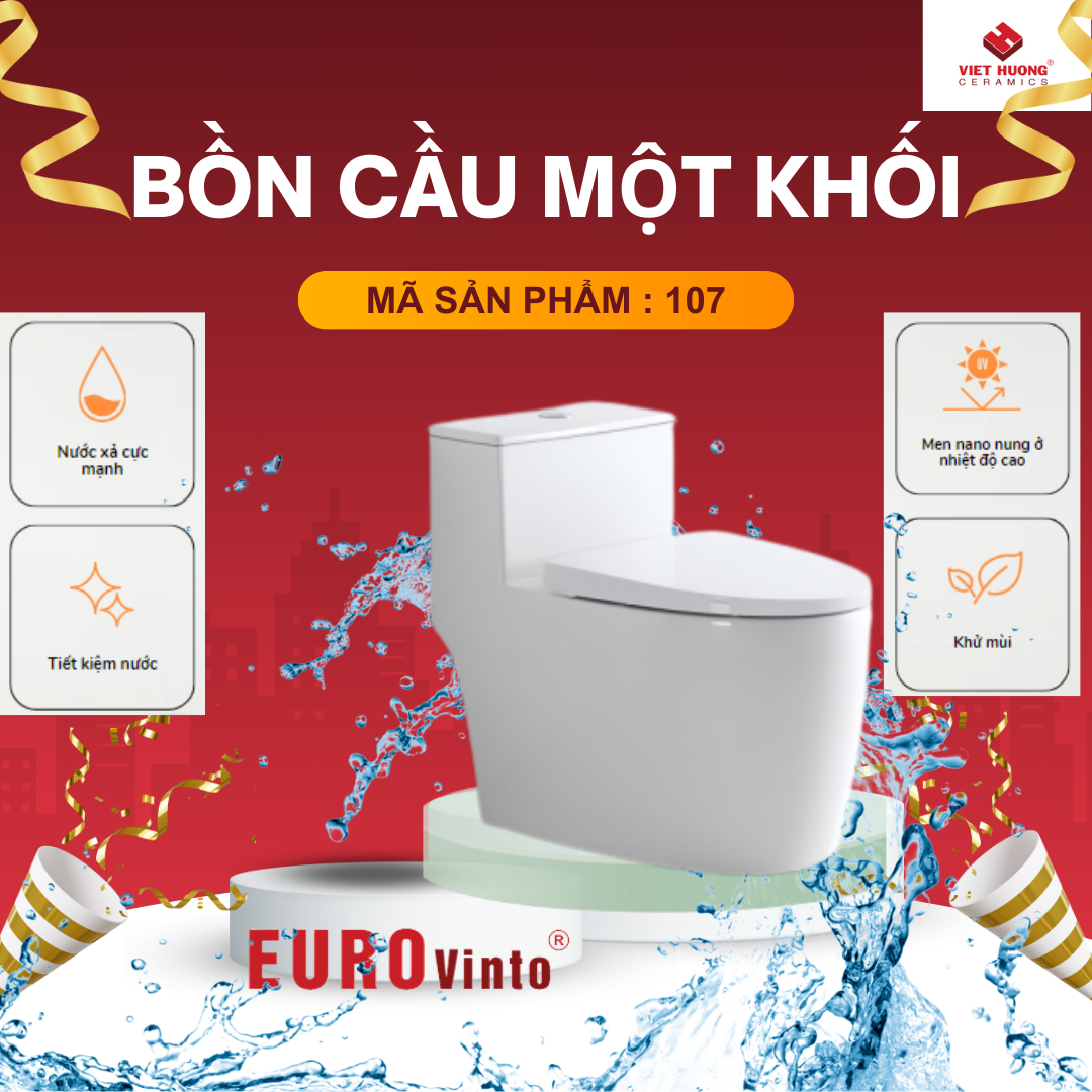 BỒN CẦU MỘT KHỐI EUROVINTO CAO CẤP MÃ 107