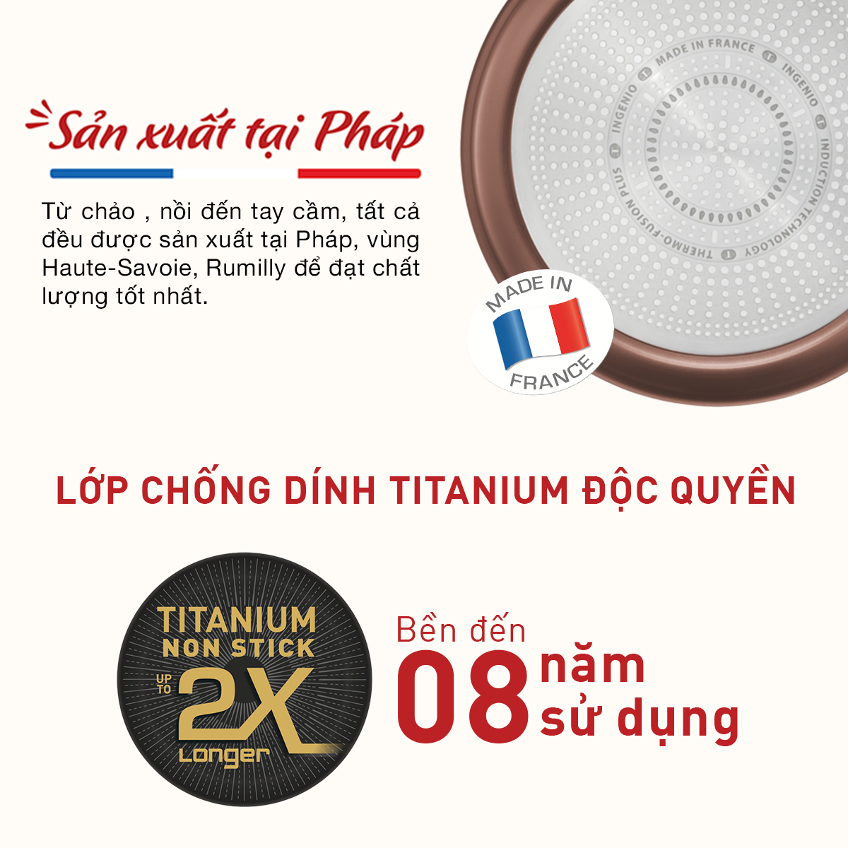 Bộ nồi chảo cán rời chống dính Tefal Ingenio L6759522 sản xuất tại Pháp (Chảo 26cm, chảo xào 26cm, nồi và nắp 16cm, cán rời), dùng cho mọi loại bếp - Hàng chính hãng