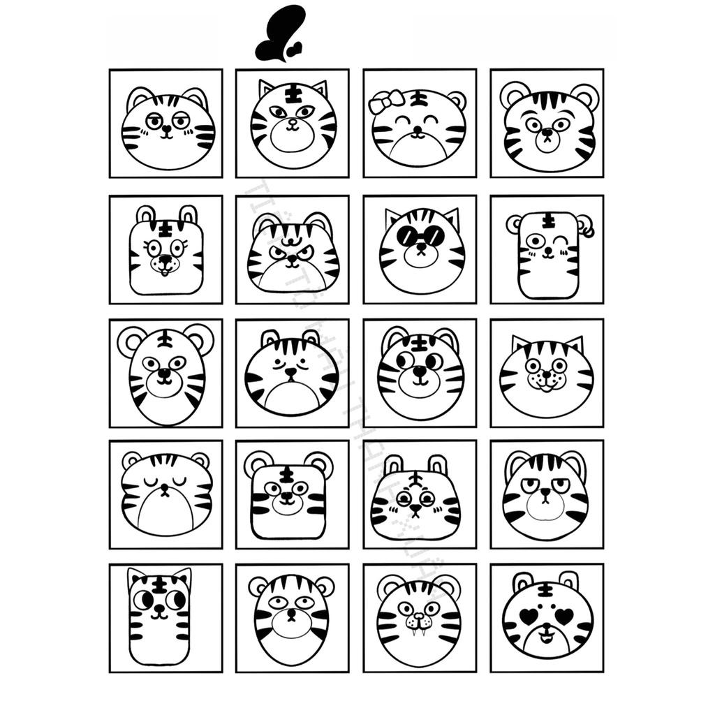 [TX10] Set 12 Tờ Tranh Tô Màu Hình Vui Nhộn Cute Cho Bé Kích Thước A5 Dành Cho Màu Sáp, Màu Chì