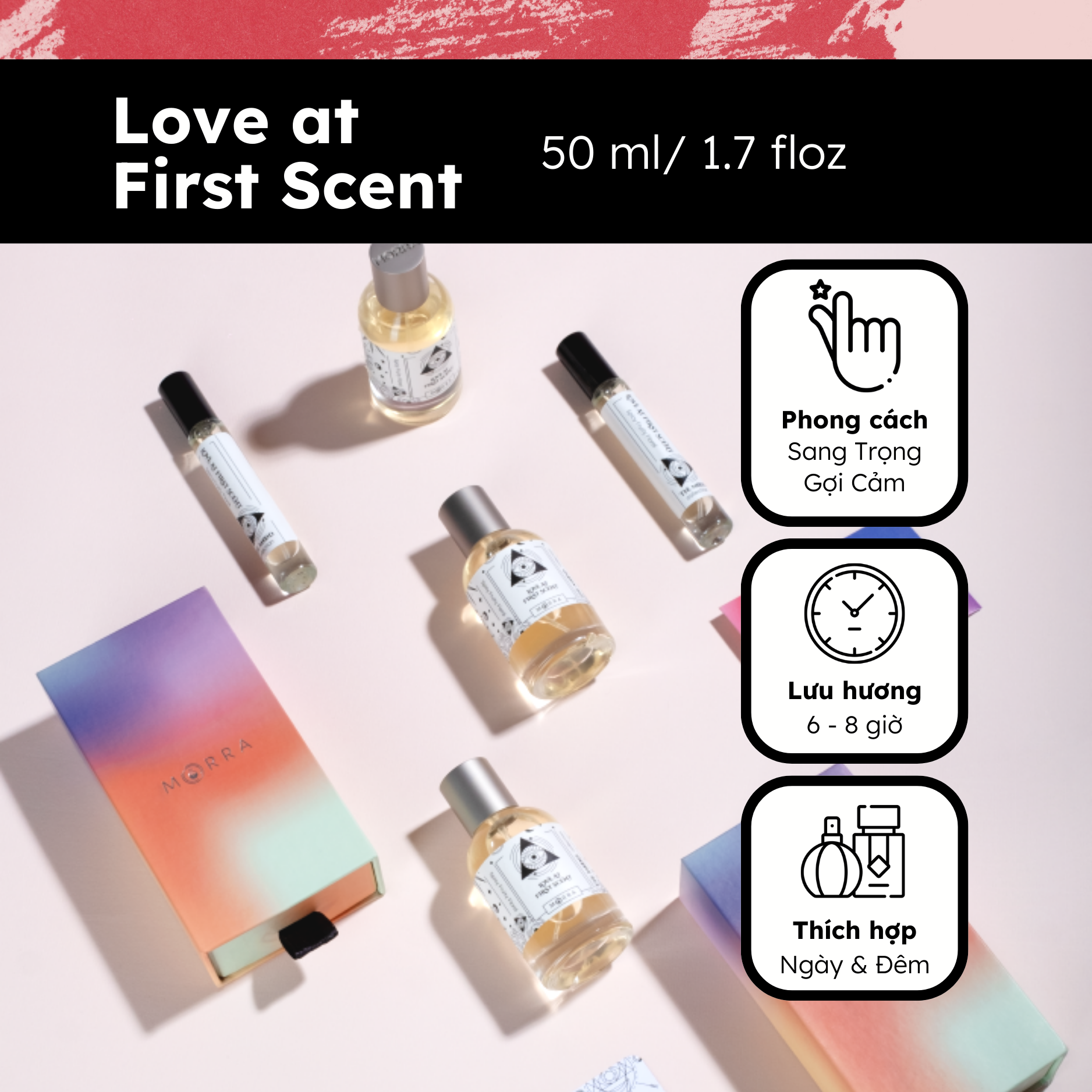 Nước Hoa Nam Nữ Morra Love At First Scent Hương Hoa Cỏ Tươi Mát Thanh Khiết Lưu Hương Lâu 6h - 8h Dung tích 50ml