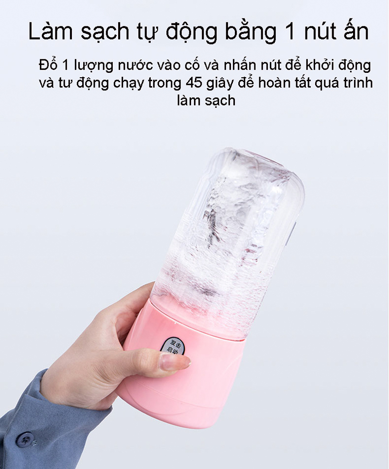 Máy Xay Sinh Tố Mini Cầm Tay Đa Năng 6 Lưỡi Dao, Máy Xay Sinh Tố Du Lịch Nhỏ Gọn Tiện Dụng, Dung Tích 410Ml - Sạc USB Di Động Dung Lượng 3000mAh (Hàng Chính Hãng)