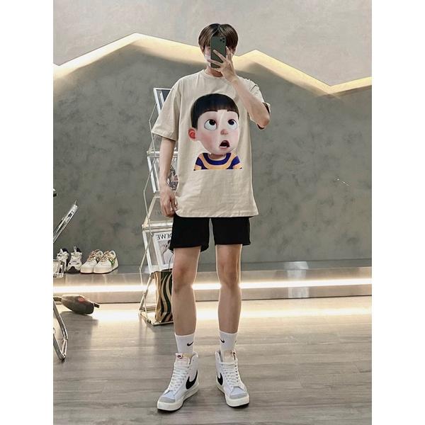 Áo thun cotton vải dày cao cấp áo unisex in hình đôi