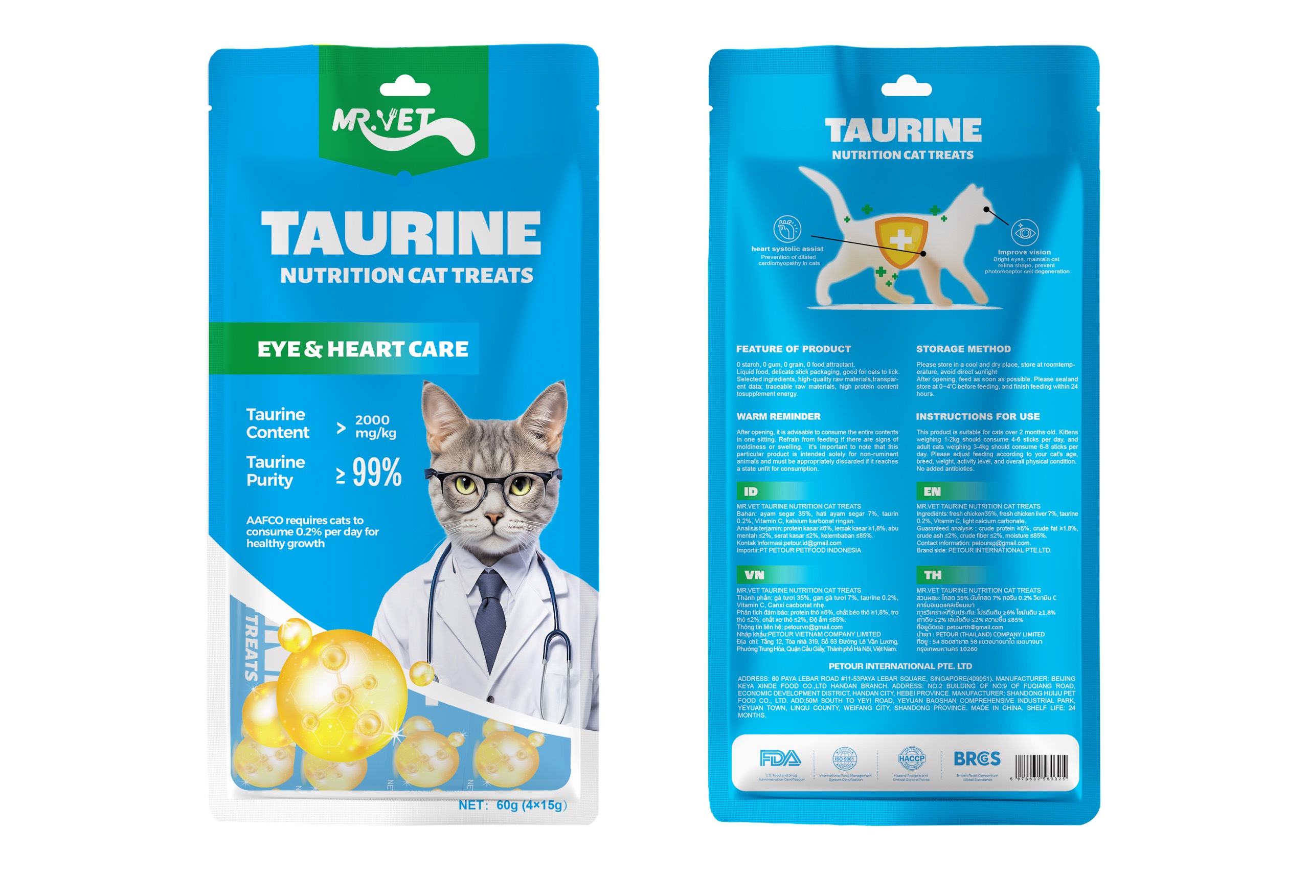 [Túi 4 Thanh] Súp Thưởng Cho Mèo Thức MR VET Túi 60g Dùng Cho Mọi Lứa Tuổi Thức Ăn Dinh Dưỡng Cho Mèo
