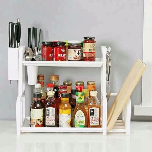 Kệ gia vị chữ H có chỗ để thớt