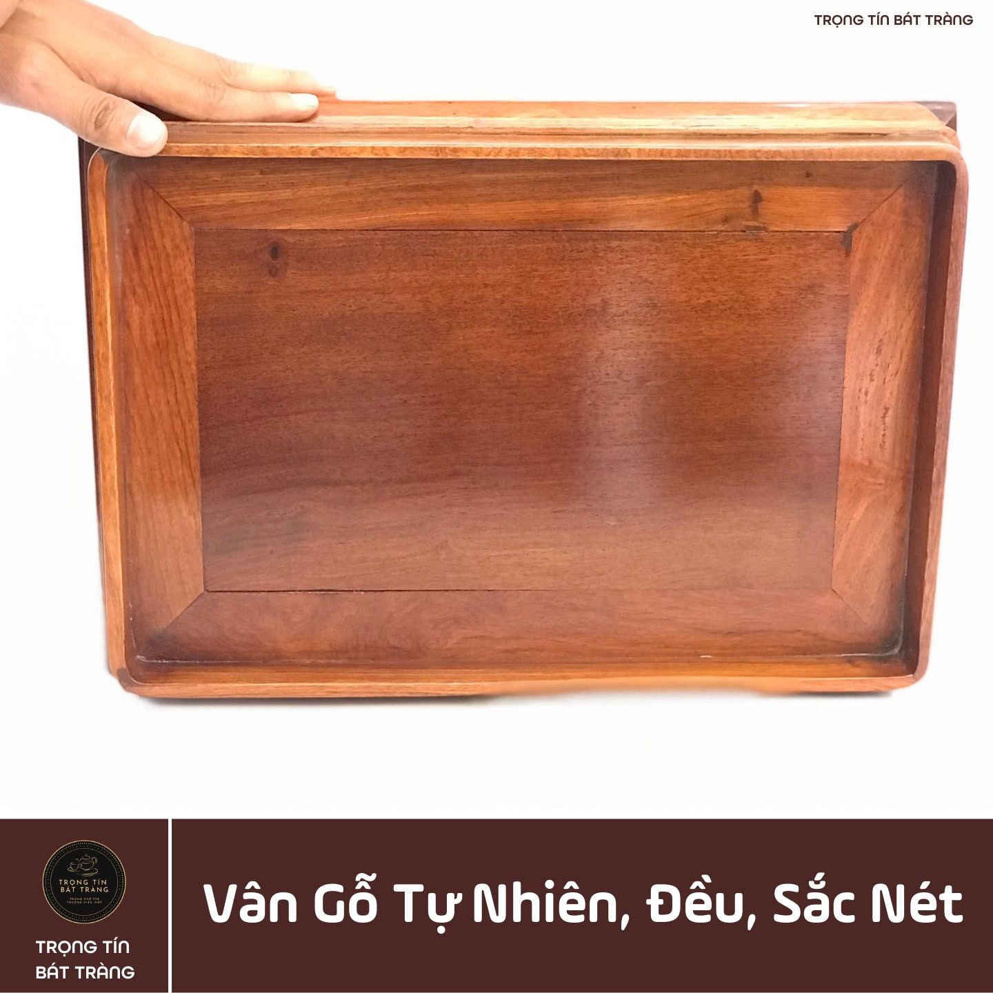 Khay Trà Gỗ Hương Hình Chữ Nhật Kích Thước 38*26*11,5 cm KT 83