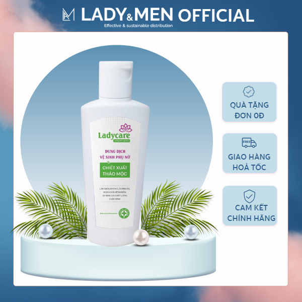 Gel vệ sinh phụ nữ Ladycare 100ml chiết xuất thảo mộc hỗ trợ dưỡng ẩm, làm sạch, mùi thơm dễ chịu ( DATE 24/3/2024)